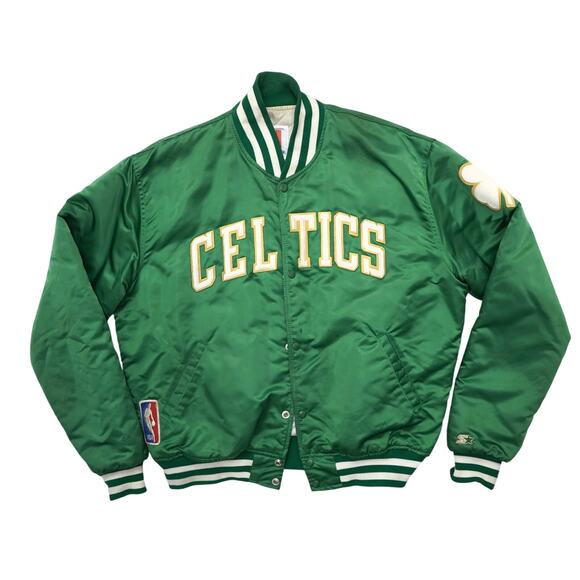 Vintage 90s Starter Boston Celtics Satin Bomber Jacket Mens XL